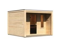KARIBU Eldor Saunahaus, Naturbelassen, Fichte, 276x276x210 Cm, Mit Bronzierter Tür Und Terrasse -Warmer Garten 31316 1 03.jpg