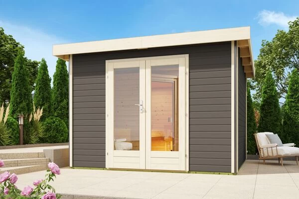 KARIBU Mainburg 1 Saunahaus, Terragrau, Fichte, 309x309x229 Cm, SET 1 Mit Doppelflügeltür, Vorraum Und 9 KW Ofen 3 KARIBU Mainburg 1 Saunahaus, Terragrau, Fichte, 309x309x229 Cm, SET 1 Mit Doppelflügeltür, Vorraum Und 9 KW Ofen