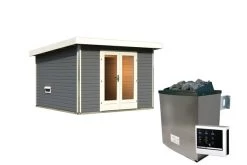 KARIBU Mainburg 1 Saunahaus, Terragrau, Fichte, 309x309x229 Cm, SET 1 Mit Doppelflügeltür, Vorraum Und 9 KW Ofen 21 KARIBU Mainburg 1 Saunahaus, Terragrau, Fichte, 309x309x229 Cm, SET 1 Mit Doppelflügeltür, Vorraum Und 9 KW Ofen -Warmer Garten 31317 5 03.jpg