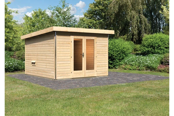 KARIBU Mainburg 1 Saunahaus, Naturbelassen, Fichte, 309x309x229 Cm, SET B Mit Doppelflügeltür Und Vorraum 3 KARIBU Mainburg 1 Saunahaus, Naturbelassen, Fichte, 309x309x229 Cm, SET B Mit Doppelflügeltür Und Vorraum