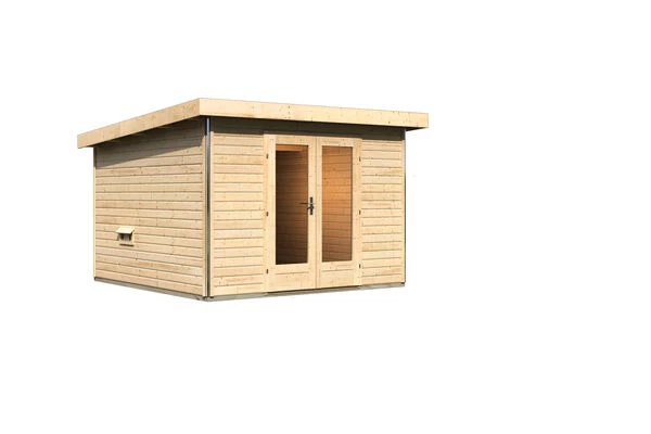 KARIBU Mainburg 1 Saunahaus, Naturbelassen, Fichte, 309x309x229 Cm, SET B Mit Doppelflügeltür Und Vorraum 4 KARIBU Mainburg 1 Saunahaus, Naturbelassen, Fichte, 309x309x229 Cm, SET B Mit Doppelflügeltür Und Vorraum – Bild 2