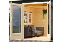 KARIBU Mainburg 3 Saunahaus, Terragrau, Fichte, 369x369x229 Cm, SET A Mit Doppelflügeltür, Vorraum Und 9 KW Ofen -Warmer Garten 31321 5 04.jpg