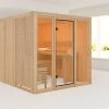 KARIBU Askja Sauna, Naturbelassen, Fichte, 216x234x198 Cm, Mit Fronteinstieg Und Ganzglastür