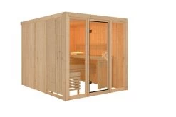 KARIBU Askja Sauna, Naturbelassen, Fichte, 216x234x198 Cm, Mit Fronteinstieg Und Ganzglastür -Warmer Garten 31334 1 02.jpg