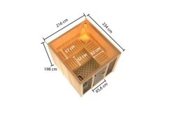 KARIBU Askja Sauna, Naturbelassen, Fichte, 216x234x198 Cm, Mit Fronteinstieg Und Ganzglastür -Warmer Garten 31334 1 05.jpg