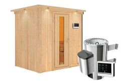 KARIBU Benin Energiespar-Sauna, Naturbelassen, Fichte, 210x165x202 Cm, Mit Kranz Und 3,6 KW Ofen Ext. Steuerung -Warmer Garten 31390 3 03.jpg