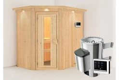 KARIBU Caspin Energiespar-Sauna, Naturbelassen, Fichte, 210x165x202 Cm, Mit Kranz Und 3,6 KW Ofen Ext. Steuerung -Warmer Garten 31391 3 02.jpg