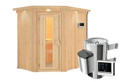 KARIBU Caspin Energiespar-Sauna, Naturbelassen, Fichte, 210x165x202 Cm, Mit Kranz Und 3,6 KW Ofen Ext. Steuerung -Warmer Garten 31391 3 03.jpg