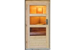 KARIBU Skrollan 3 Saunahaus, Naturbelassen, Fichte, 396x231x227 Cm, Moderne Tür & Holzofen Inkl. Schornstein -Warmer Garten 31399 5 20.jpg