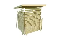 KARIBU Skrollan 3 Saunahaus, Naturbelassen, Fichte, 396x231x227 Cm, Milchglastür & Holzofen Inkl. Schornstein -Warmer Garten 31399 7 12.jpg