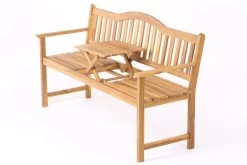 VILLANA Gartenbank, Teakoptik, Akazienholz, 152 X 59 X 86 Cm, 2-3 Personen, Klapptisch-Funktion -Warmer Garten 3 11558.jpg