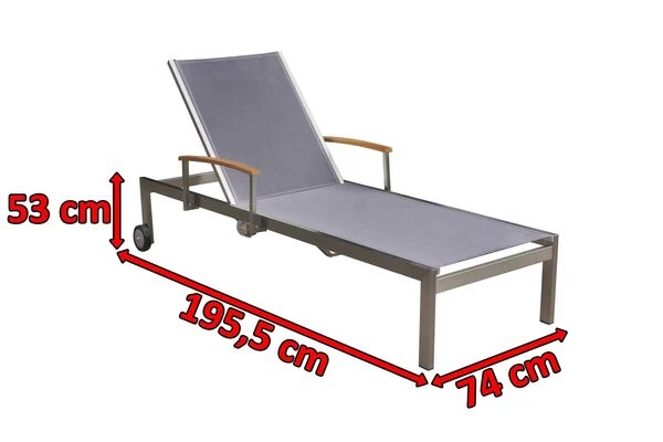 OUTFLEXX Rollliege, Taupe, Edelstahl/Textilene, Mit Gasfeder, 195,5x74x35cm 7 OUTFLEXX Rollliege, Taupe, Edelstahl/Textilene, Mit Gasfeder, 195,5x74x35cm – Bild 5