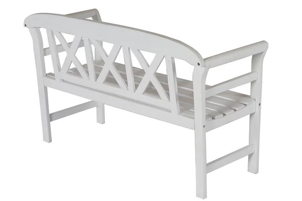 VILLANA Gartenbank, Weiß, Akazienholz, 128 X 54 X 81 Cm, 2 Personen 8 VILLANA Gartenbank, Weiß, Akazienholz, 128 X 54 X 81 Cm, 2 Personen – Bild 6