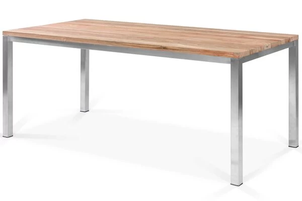 OUTFLEXX Esstischgarnitur, Edelstahl / FSC-Teak, Tisch 180 X 90 Cm, 6 Freischwinger Padded, Taupe 5 OUTFLEXX Esstischgarnitur, Edelstahl / FSC-Teak, Tisch 180 X 90 Cm, 6 Freischwinger Padded, Taupe – Bild 3