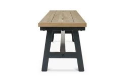 OUTFLEXX Belanda Bank, Dark Grey/natur, Alu/recycled FSC®-Teak, 200x40x45cm, Rustikal Gebürstet, A-Gestell 8 OUTFLEXX Belanda Bank, Dark Grey/natur, Alu/recycled FSC®-Teak, 200x40x45cm, Rustikal Gebürstet, A-Gestell -Warmer Garten 3 20322.jpg