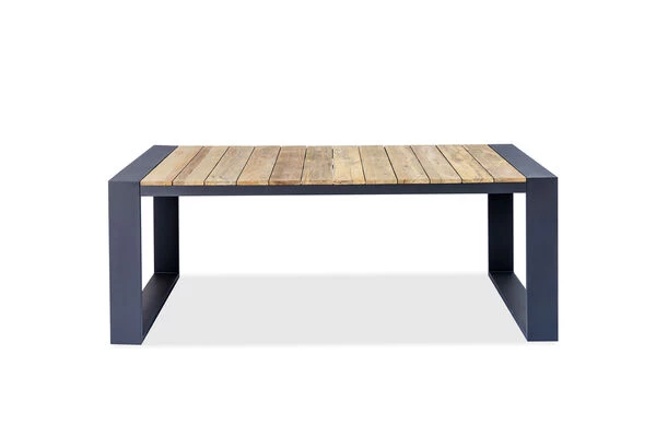 OUTFLEXX Kona Esstisch, Dark Grey/natur, Alu/recycled FSC®-Teak, 200x100x76cm, Rustikal Gebürstet, U-Gestell 5 OUTFLEXX Kona Esstisch, Dark Grey/natur, Alu/recycled FSC®-Teak, 200x100x76cm, Rustikal Gebürstet, U-Gestell – Bild 3