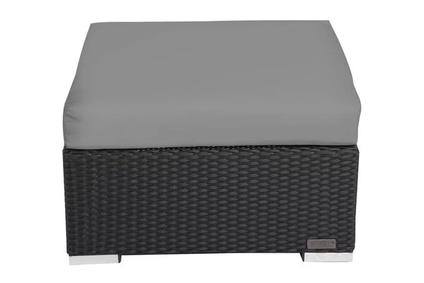 OUTFLEXX Beistelltisch/Hocker, Schwarz, Polyrattan, Inkl. Glasplatte Und Polster 5 OUTFLEXX Beistelltisch/Hocker, Schwarz, Polyrattan, Inkl. Glasplatte Und Polster – Bild 3