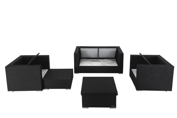 OUTFLEXX Loungemöbel-Set, 5 Personen, Schwarz, Polyrattan, Inkl. Loungetisch, Wasserfeste Kissenbox 8 OUTFLEXX Loungemöbel-Set, 5 Personen, Schwarz, Polyrattan, Inkl. Loungetisch, Wasserfeste Kissenbox – Bild 6