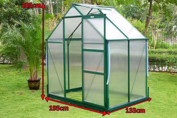 OUTFLEXX Gewächshaus, Grün, Alu/Polycarbonat, 4 Mm, Inkl. Fundament, Pulverb. 133 X 195 X 205 Cm 6 OUTFLEXX Gewächshaus, Grün, Alu/Polycarbonat, 4 Mm, Inkl. Fundament, Pulverb. 133 X 195 X 205 Cm – Bild 4