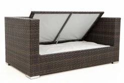 OUTFLEXX 2-Sitzer Sofa, Braun Marmoriert, Polyrattan, 152 X 85 X 70 Cm, Wasserfeste Kissenbox -Warmer Garten 4 15734 2 BOX.jpg