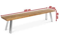 OUTFLEXX Gartenbank, Edelstahl/recyceltes FSC®-Teak, 160x40x45cm, A-Gestell, Rustikal Gebürstet -Warmer Garten 4 18322.jpg