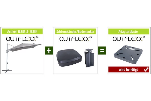 OUTFLEXX Ampelschirm, Anthrazit, Pulverbesch. Aluminium, 250x250cm, Inkl. Plattenständer 6 OUTFLEXX Ampelschirm, Anthrazit, Pulverbesch. Aluminium, 250x250cm, Inkl. Plattenständer – Bild 4