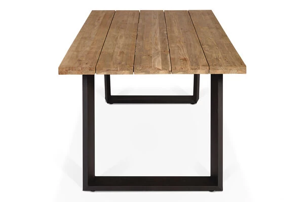 OUTFLEXX Esstisch, Dark Grey/natur, Alu/recycled FSC®-Teak, 240x100x76cm, Rustikal Gebürstet 6 OUTFLEXX Esstisch, Dark Grey/natur, Alu/recycled FSC®-Teak, 240x100x76cm, Rustikal Gebürstet – Bild 4