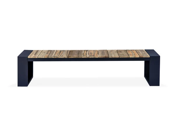 OUTFLEXX Kona Bank, Dark Grey/natur, Alu/recycled FSC®-Teak, 200x40x45cm, Rustikal Gebürstet, U-Gestell 6 OUTFLEXX Kona Bank, Dark Grey/natur, Alu/recycled FSC®-Teak, 200x40x45cm, Rustikal Gebürstet, U-Gestell – Bild 4