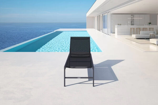 OUTFLEXX Liege, Anthrazit Matt/schwarz, Alu/Textilene, 190x62x34cm, Rückenlehne Verstellbar 6 OUTFLEXX Liege, Anthrazit Matt/schwarz, Alu/Textilene, 190x62x34cm, Rückenlehne Verstellbar – Bild 4