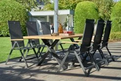 HARTMAN Xanadu Esstisch, Xerix, Alu / Teakholz, 220 X 100 Cm, X-Gestell -Warmer Garten 4 20405.jpg