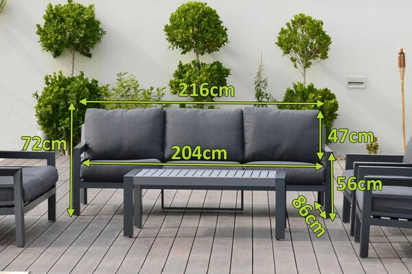 OUTFLEXX 3-Sitzer Sofa, Anthrazit, Olefin/Alu 6 OUTFLEXX 3-Sitzer Sofa, Anthrazit, Olefin/Alu – Bild 4