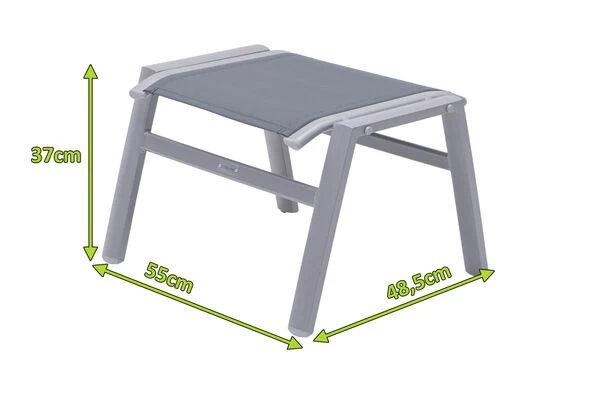 OUTFLEXX Hocker, Silber/grau, Alu/Textilene, 49x55x37cm 6 OUTFLEXX Hocker, Silber/grau, Alu/Textilene, 49x55x37cm – Bild 4