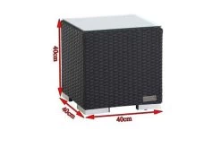 OUTFLEXX Beistelltisch, Schwarz, Polyrattan, 40x40x40 Cm, Inkl. Glasplatte -Warmer Garten 4 2392 10.jpg