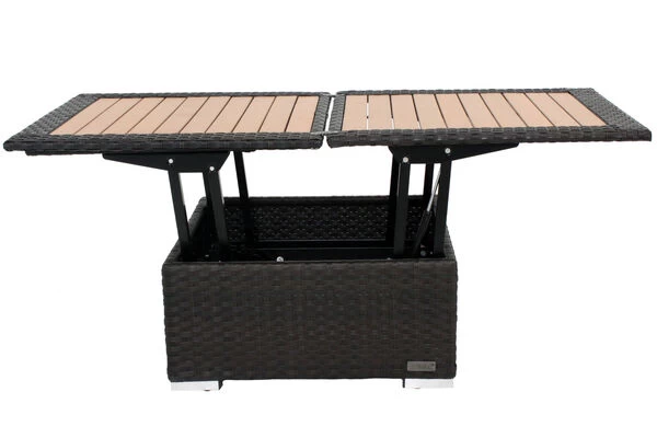 OUTFLEXX Loungetisch Höhenverstellbar, Braun, Polyrattan, 75/152x75x40/64,5cm 6 OUTFLEXX Loungetisch Höhenverstellbar, Braun, Polyrattan, 75/152x75x40/64,5cm – Bild 4