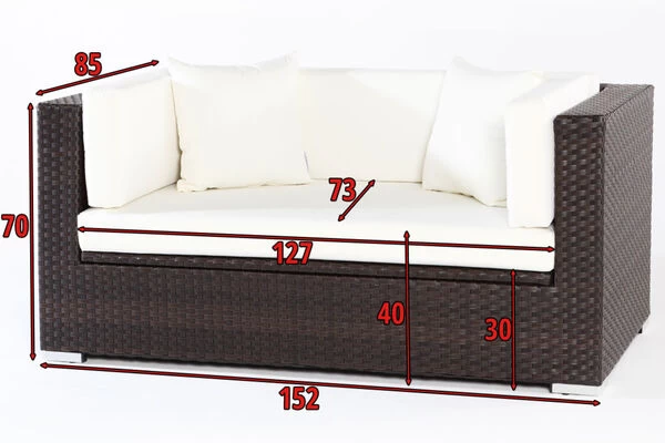 OUTFLEXX 2-Sitzer Sofa, Braun, Polyrattan, 152x85x70cm, Inkl. Polster, Wasserfeste Kissenbox 6 OUTFLEXX 2-Sitzer Sofa, Braun, Polyrattan, 152x85x70cm, Inkl. Polster, Wasserfeste Kissenbox – Bild 4