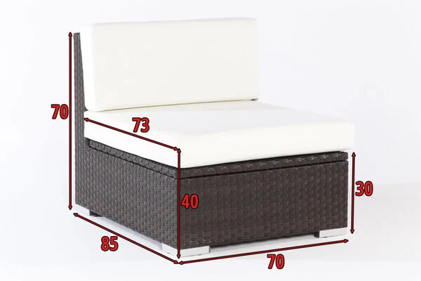 OUTFLEXX Mittelelement, Braun, Polyrattan, Inkl. Polster Und Kissen, Wasserfeste Kissenbox 6 OUTFLEXX Mittelelement, Braun, Polyrattan, Inkl. Polster Und Kissen, Wasserfeste Kissenbox – Bild 4