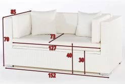 OUTFLEXX 2-Sitzer Sofa, Weiß, Polyrattan, 152x85x70cm, Inkl. Polster, Wasserfeste Kissenbox -Warmer Garten 4 2511 2 BOX.jpg