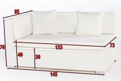 OUTFLEXX 2-Sitzer Ecksofa, Weiß, Polyrattan, 145x85x70cm, Armlehne Re, Inkl. Polster, Wasserfeste Kissenbox -Warmer Garten 4 2511 4 BOX.jpg