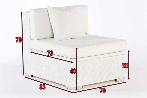 OUTFLEXX Mittelelement, Weiß, Polyrattan, Inkl. Polster, Wasserfeste Kissenbox 6 OUTFLEXX Mittelelement, Weiß, Polyrattan, Inkl. Polster, Wasserfeste Kissenbox – Bild 4