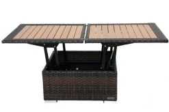 OUTFLEXX Loungetisch Höhenverstellbar, Braun-marmoriert, Polyrattan, 75/152x75x40/64,5cm -Warmer Garten 4 8887.jpg