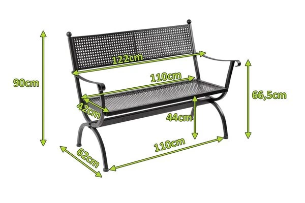 MBM Bank Romeo, Marone, Schmiedeeisen Verzinkt, Pulverbeschichtet, 2-Sitzer, 122x90x62 Cm 7 MBM Bank Romeo, Marone, Schmiedeeisen Verzinkt, Pulverbeschichtet, 2-Sitzer, 122x90x62 Cm – Bild 5