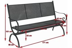 MBM Bank Romeo, Marone, Schmiedeeisen Verzinkt, Pulverbeschichtet, 3-Sitzer, 171x101x68 Cm 11 MBM Bank Romeo, Marone, Schmiedeeisen Verzinkt, Pulverbeschichtet, 3-Sitzer, 171x101x68 Cm -Warmer Garten 5 10896.jpg