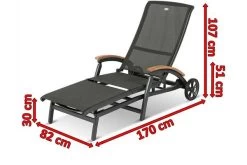 HARTMAN Da Vinci Gartenliege, Xerix/anthrazit, Alu/Textilene, 170 X 82 X 30 Cm, Mit FSC-Teak-Armlehnen -Warmer Garten 5 11664 1.jpg