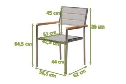 OUTFLEXX Stuhl, Silber, Edelstahl/Textilene, Padded, Armlehnen Aus FSC-Teakholz, 62x56,5x86cm -Warmer Garten 5 13515.jpg