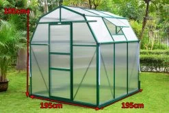 OUTFLEXX Gewächshaus, Grün, Alu/Polycarbonat, 6mm, Inkl. Fundament, Pulverb. 195 X 195 X 205 Cm -Warmer Garten 5 13751.jpg