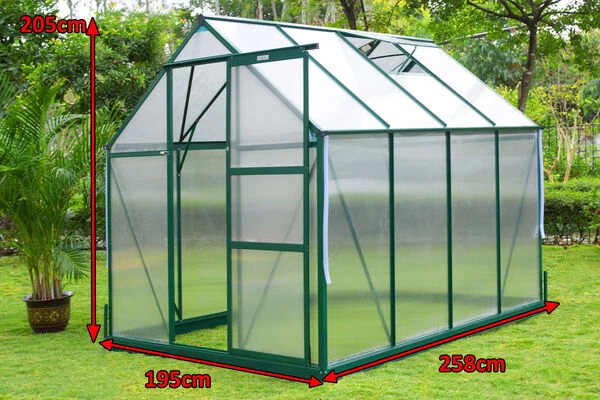 OUTFLEXX Gewächshaus, Grün, Alu/Polycarbonat, 6mm, Inkl. Fundament, Pulverb. 258 X 195 X 205 Cm 7 OUTFLEXX Gewächshaus, Grün, Alu/Polycarbonat, 6mm, Inkl. Fundament, Pulverb. 258 X 195 X 205 Cm – Bild 5