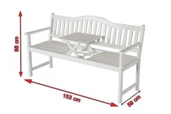 VILLANA Gartenbank, Weiß, Akazienholz, 152 X 59 X 86 Cm, 2-3 Personen, Klapptisch-Funktion -Warmer Garten 5 13851.jpg