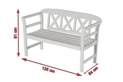 VILLANA Gartenbank, Weiß, Akazienholz, 128 X 54 X 81 Cm, 2 Personen 14 VILLANA Gartenbank, Weiß, Akazienholz, 128 X 54 X 81 Cm, 2 Personen -Warmer Garten 5 13853.jpg