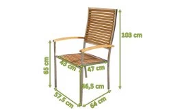 OUTFLEXX Stuhl Aus Edelstahl/FSC-Teakholz Mit Hoher Rückenlehne Und Armlehnen, Stapelbar -Warmer Garten 5 14059.jpg