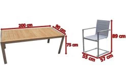 OUTFLEXX Sitzgruppe, Silber, Edelstahl/Teak, Esstisch 200 X 90 Cm, 6 Stapelstühle Gepolstert -Warmer Garten 5 14203.jpg